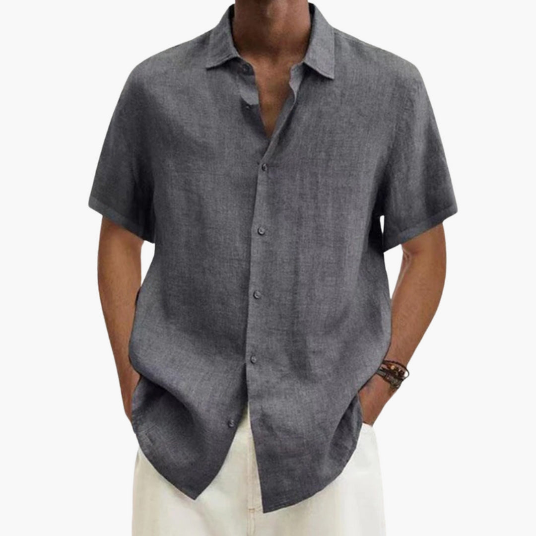 Camicia uomo con patta di bottoni e colletto classico