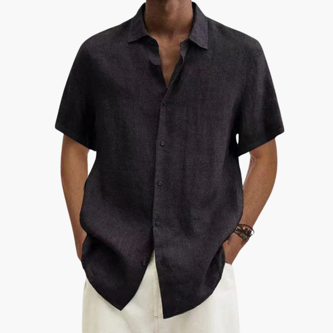 Camicia uomo con patta di bottoni e colletto classico