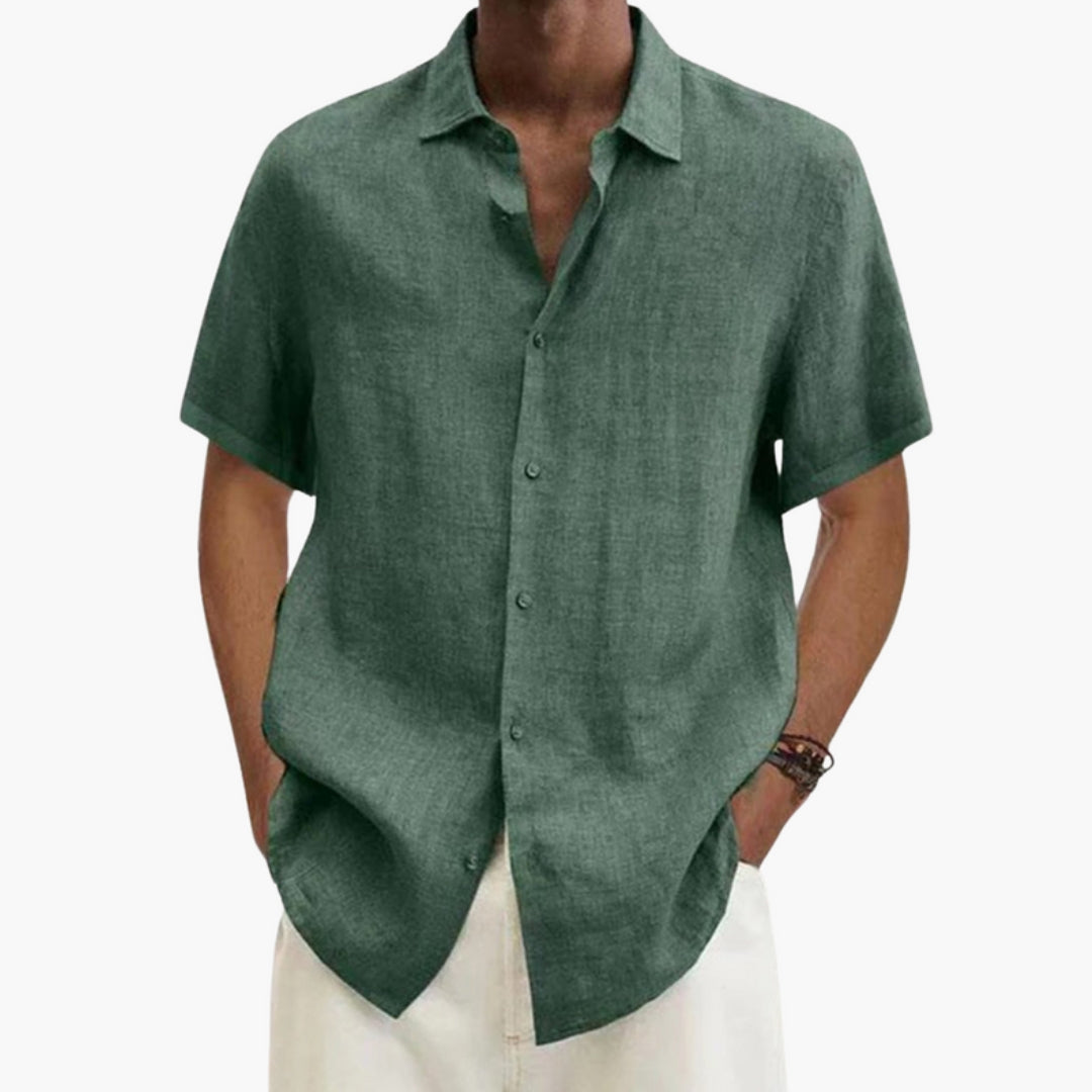 Camicia uomo con patta di bottoni e colletto classico