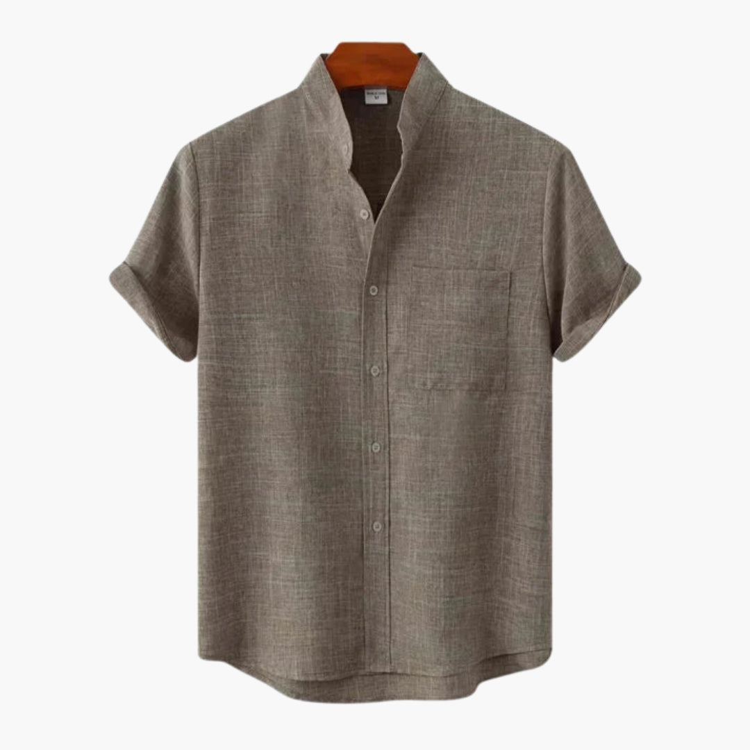 Camicia uomo con colletto alla coreana e taschino sul petto