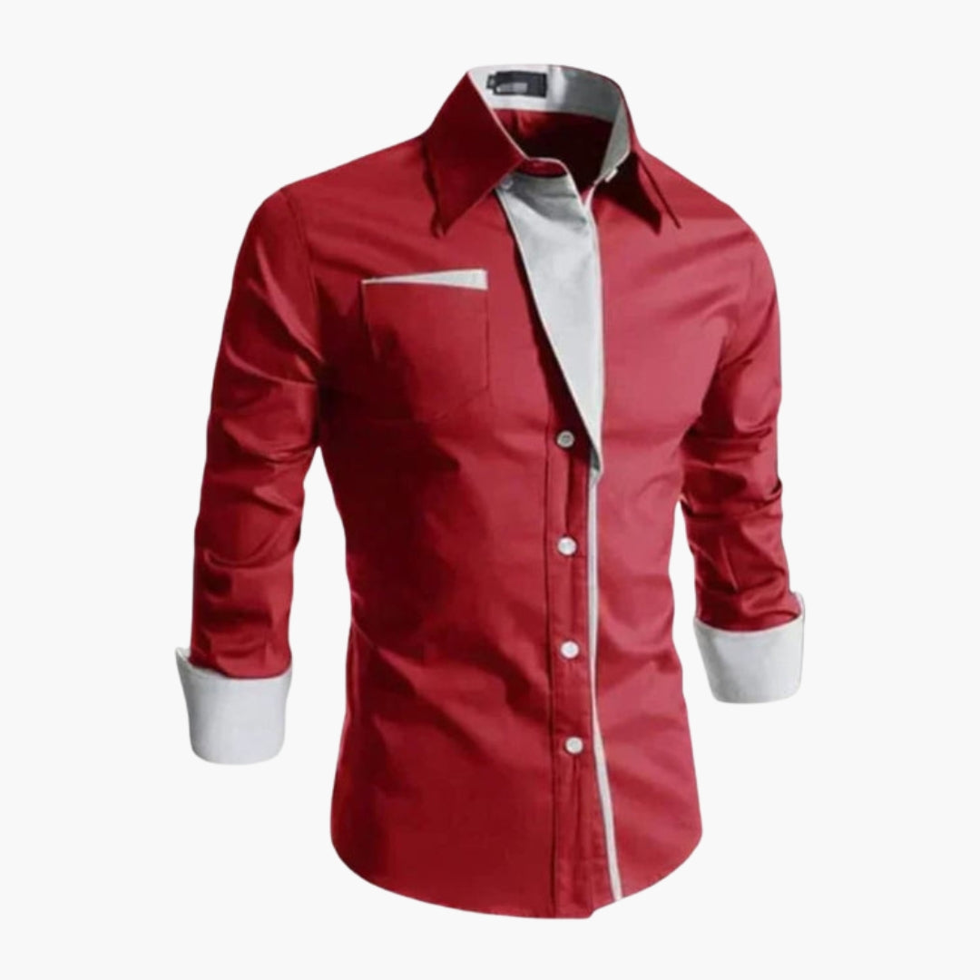 Chemise homme à col pointu avec poche poitrine