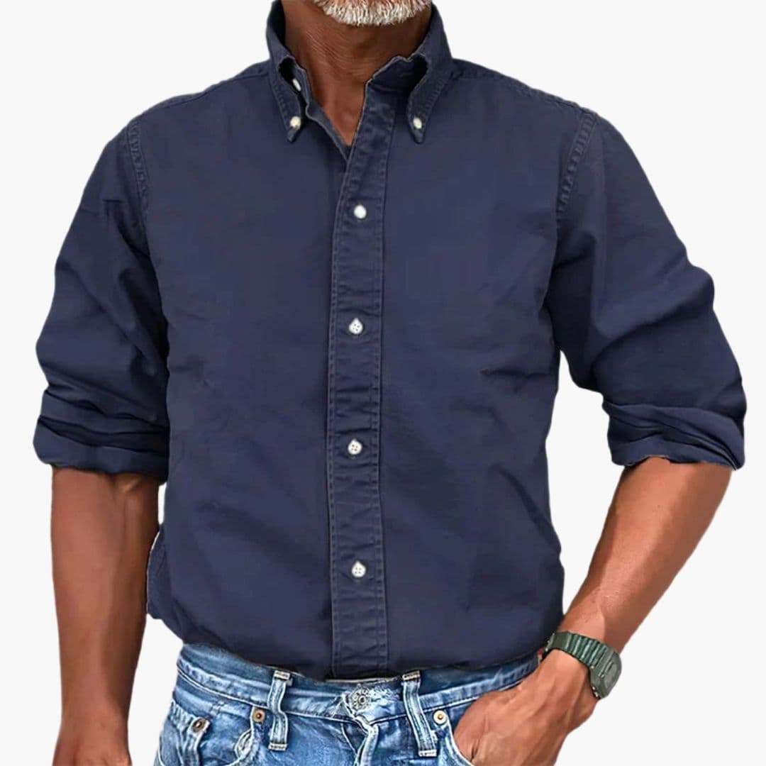 Chemise homme à effet délavé et manches longues