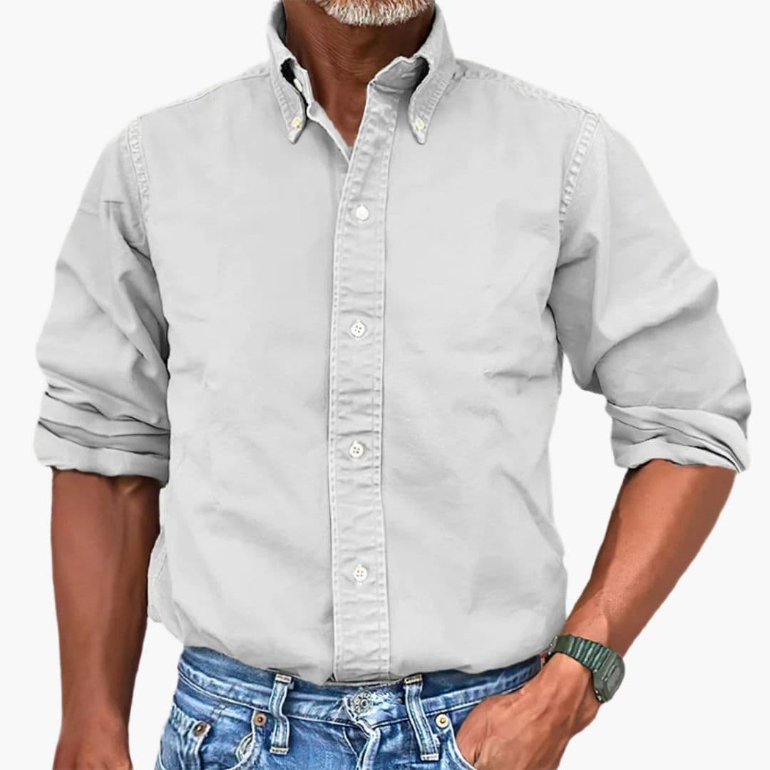 Chemise homme à effet délavé et manches longues