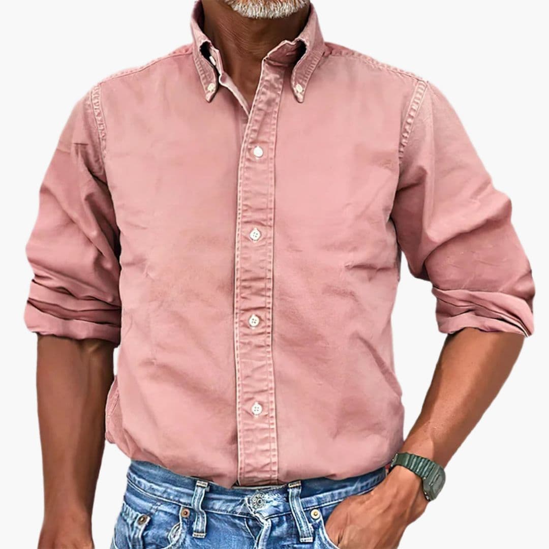 Chemise homme à effet délavé et manches longues