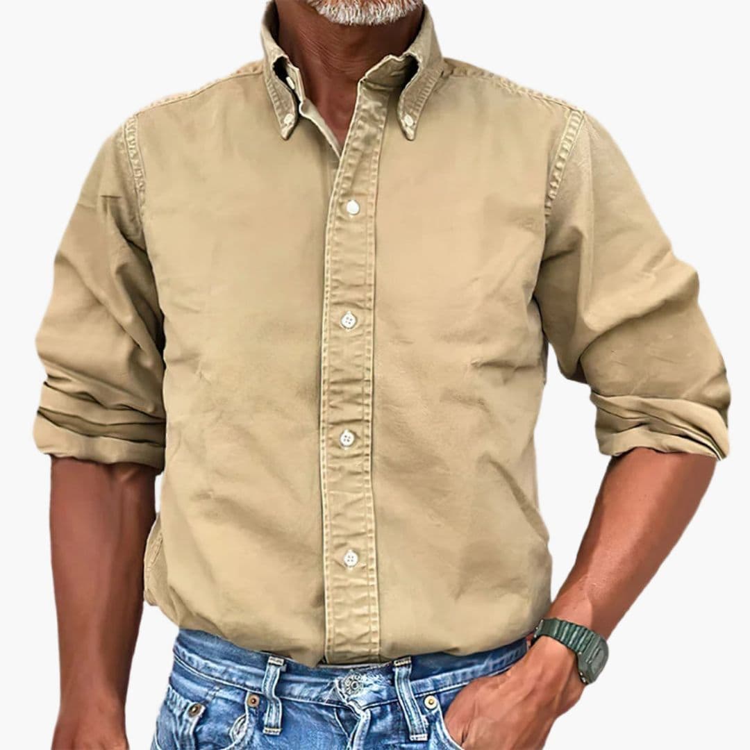 Chemise homme à effet délavé et manches longues