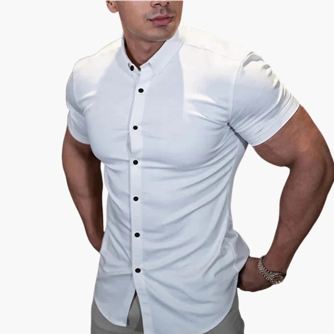 Chemise homme à manches courtes avec fermeture boutonnée