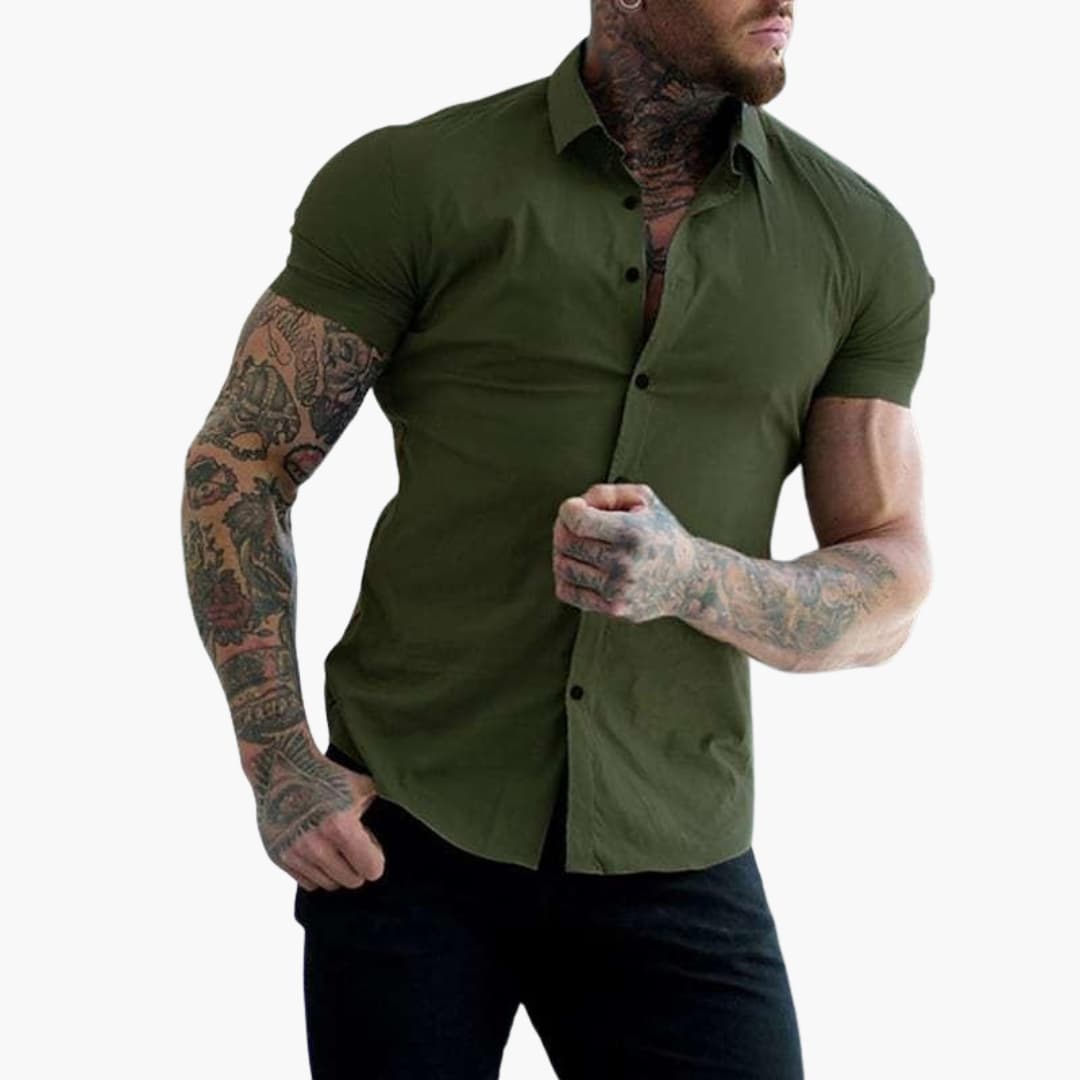 Chemise homme à manches courtes avec fermeture boutonnée