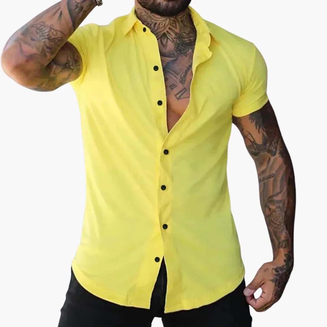 Chemise homme à manches courtes avec fermeture boutonnée