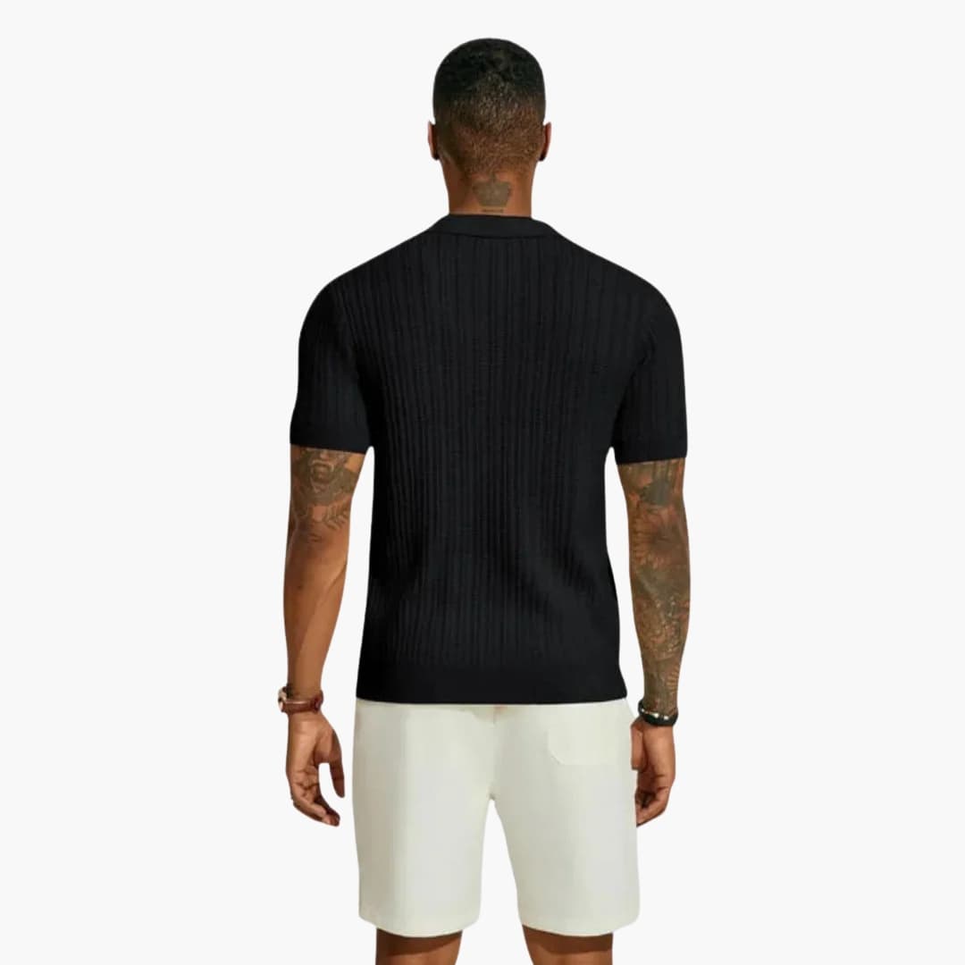 Chemise homme à manches courtes en maille avec patte boutonnée