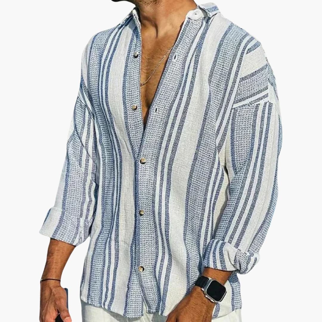 Chemise homme à manches longues avec col classique et fermeture boutonnée
