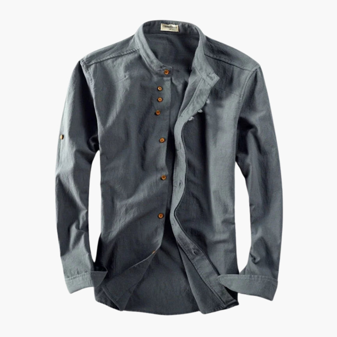 Chemise homme à manches longues avec col montant