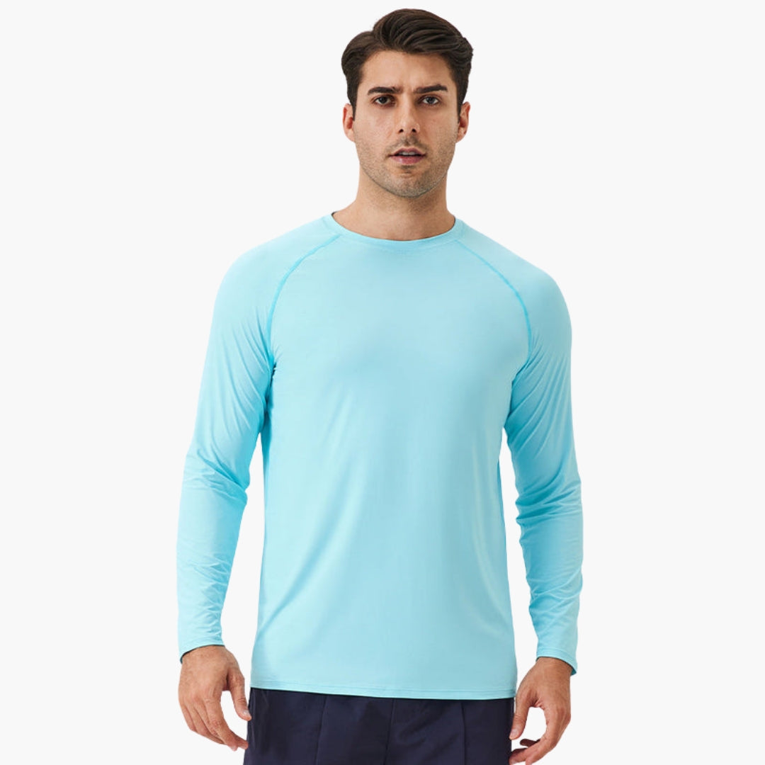 Men's long-sleeve shirt with round collar