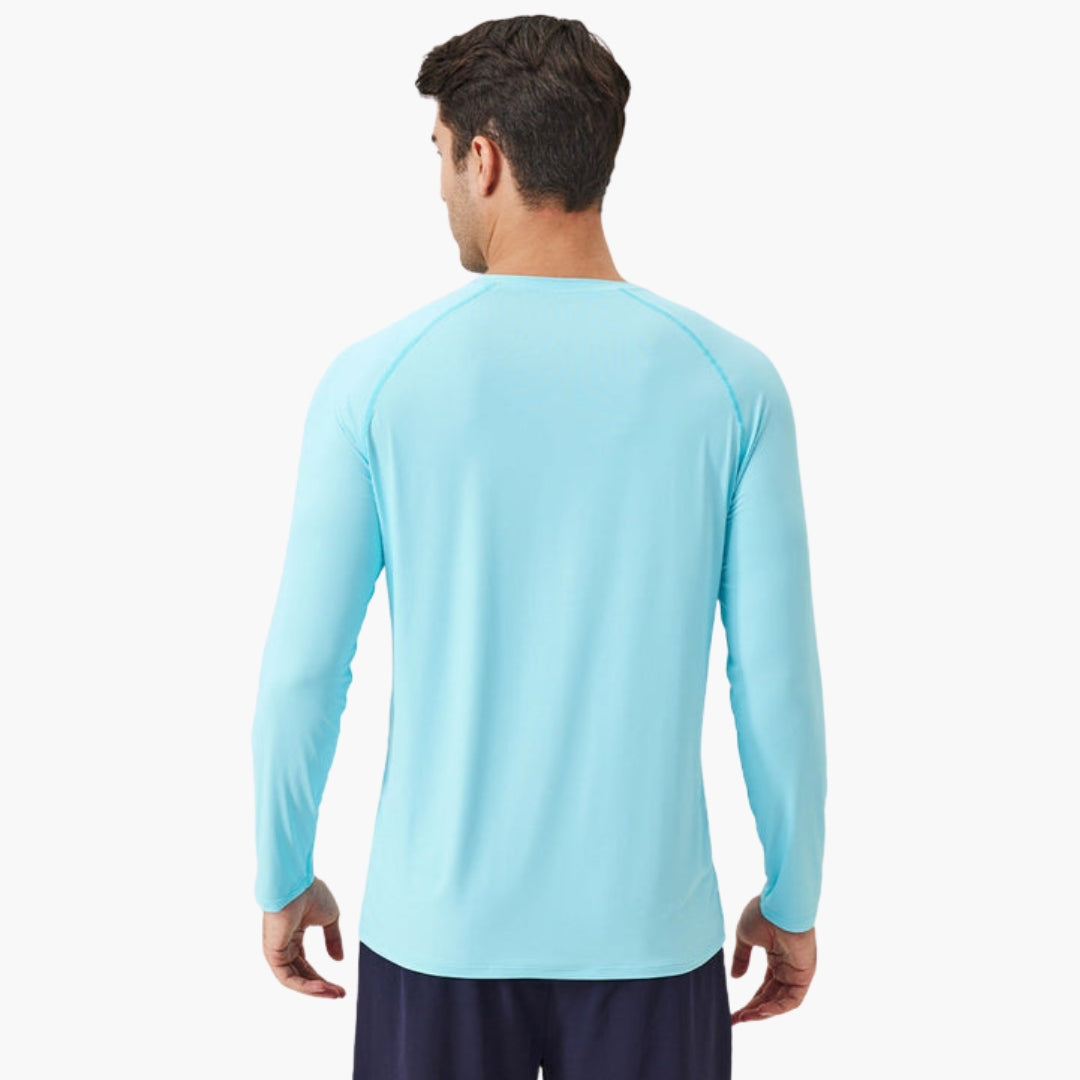 Men's long-sleeve shirt with round collar