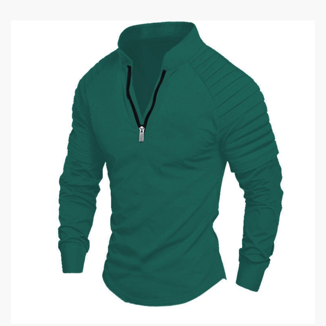 Chemise homme à manches longues avec demi zippée