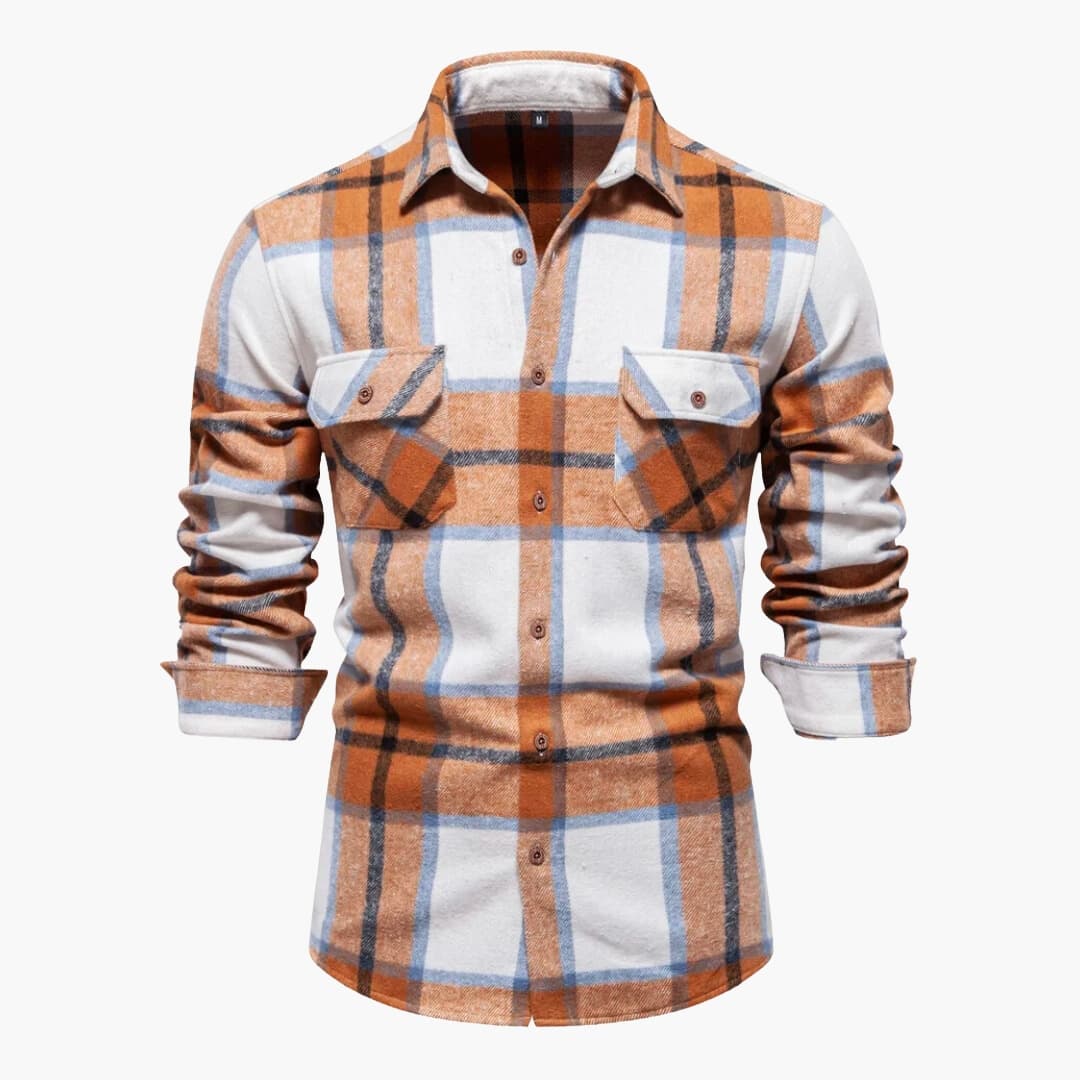 Chemise homme à manches longues avec double poche poitrine