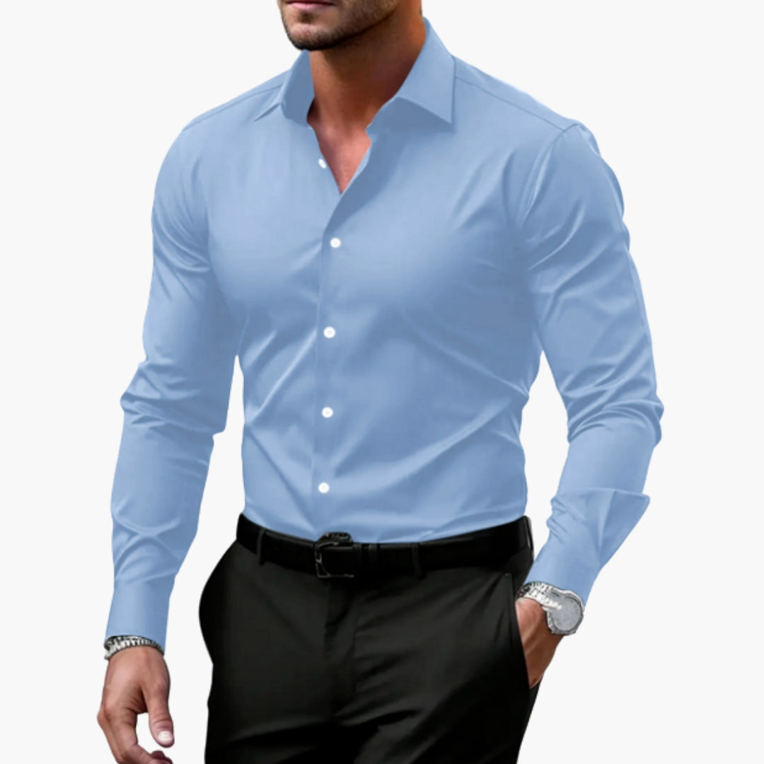 Chemise homme à manches longues et fermeture boutonnée