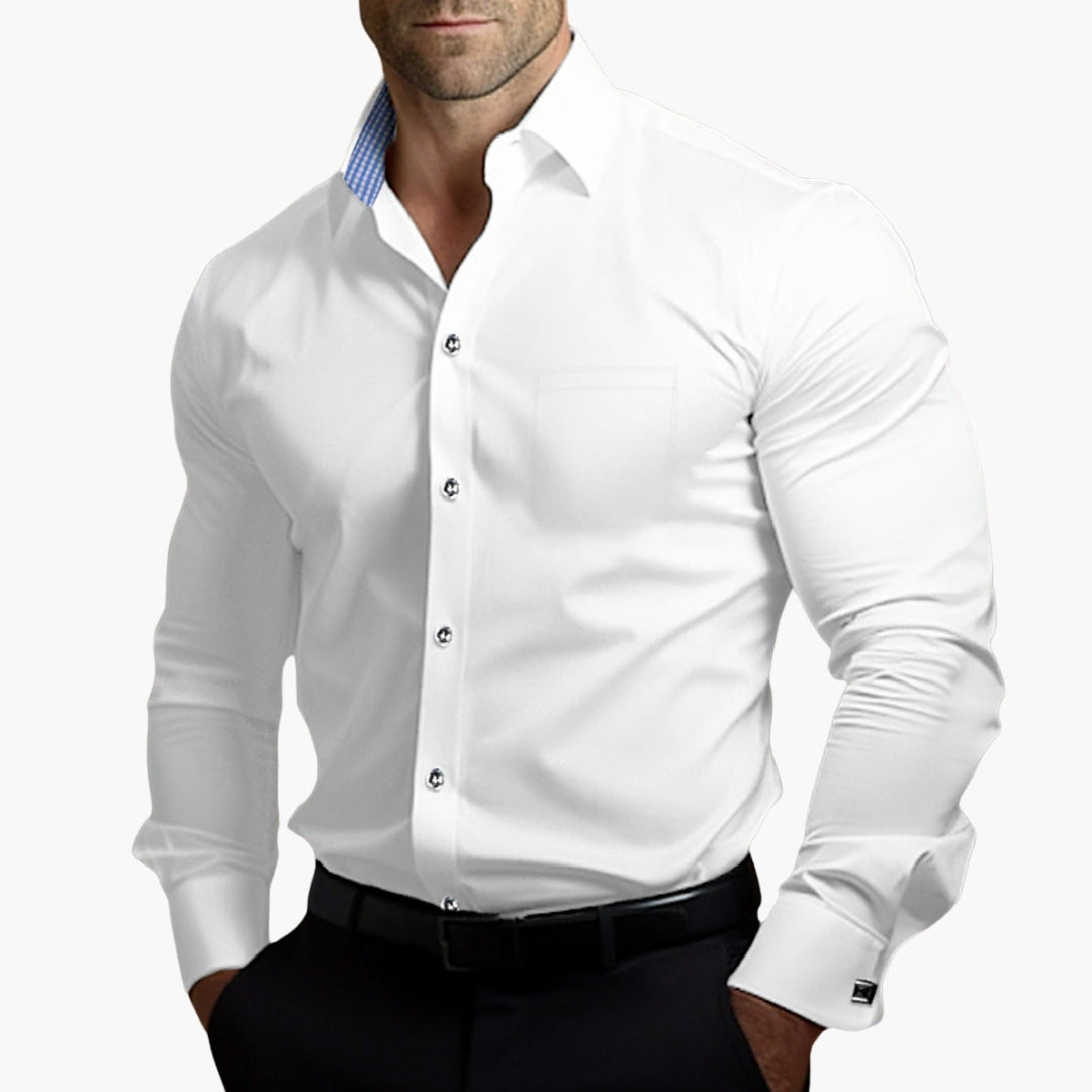 Chemise homme à manches longues et fermeture boutonnée