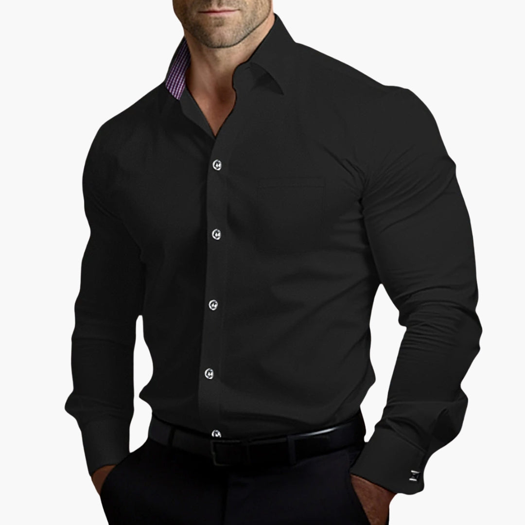 Chemise homme à manches longues et fermeture boutonnée