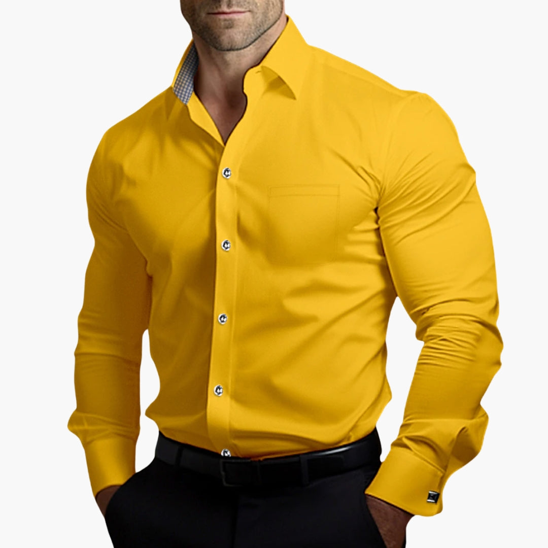 Chemise homme à manches longues et fermeture boutonnée