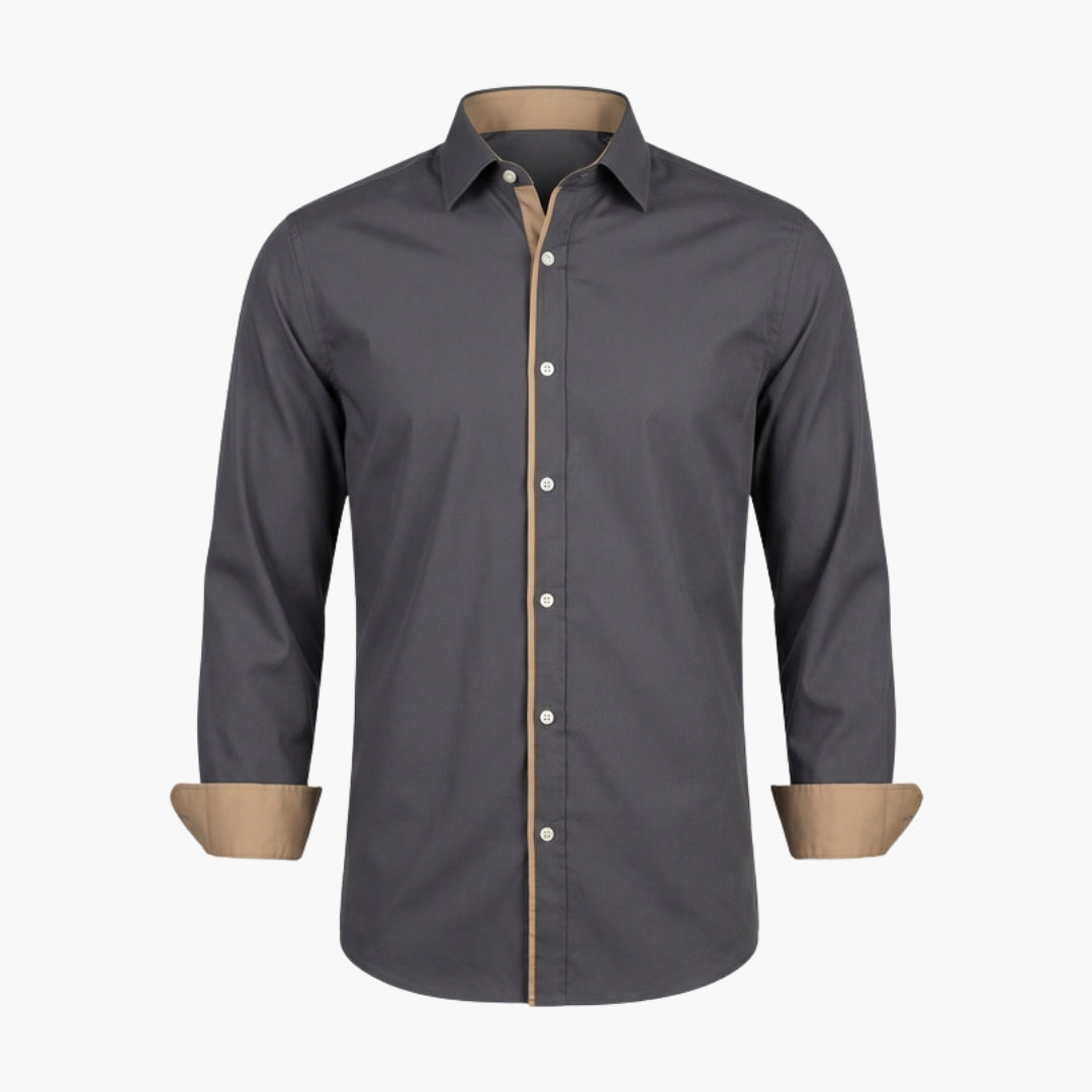 Chemise homme à patte de boutonnage et surface unie