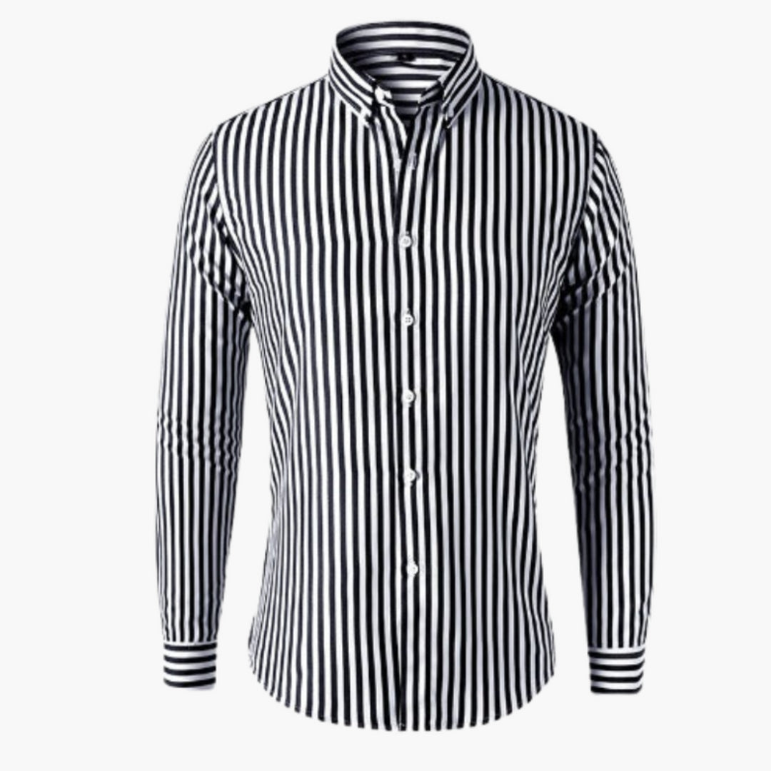 Camicia uomo a righe con maniche lunghe
