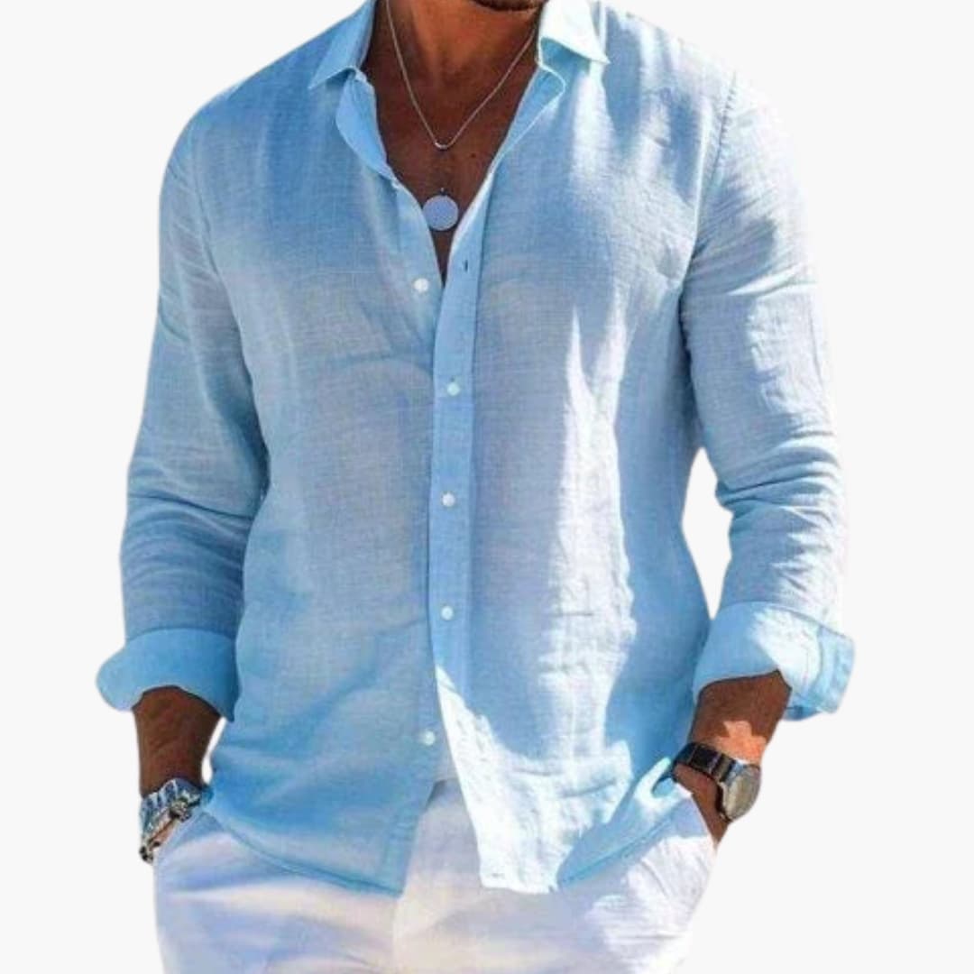 Chemise homme avec col classique et manches longues