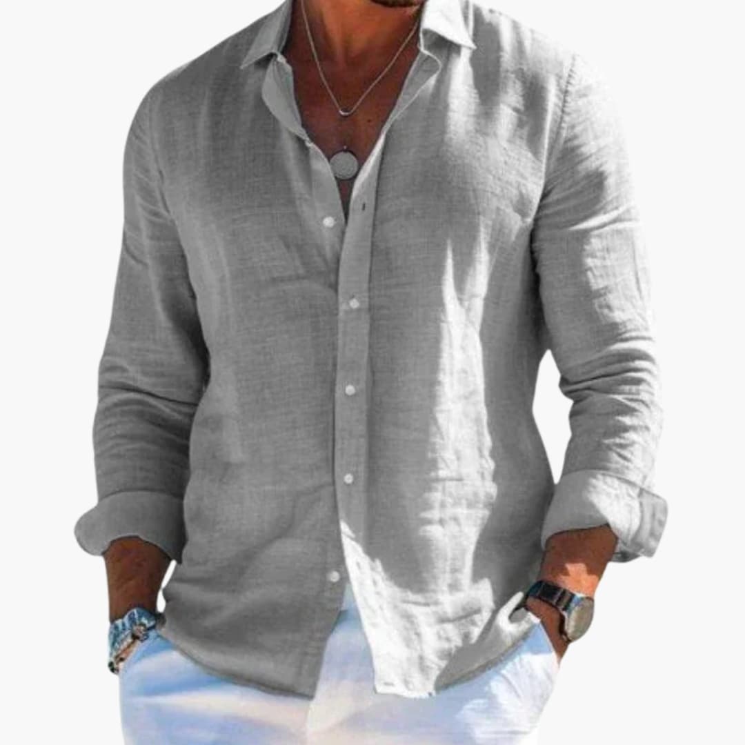 Chemise homme avec col classique et manches longues