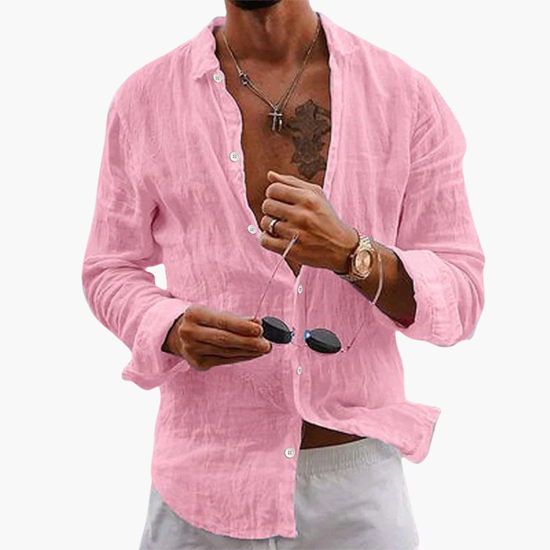 Men's shirt with collar and plain surface