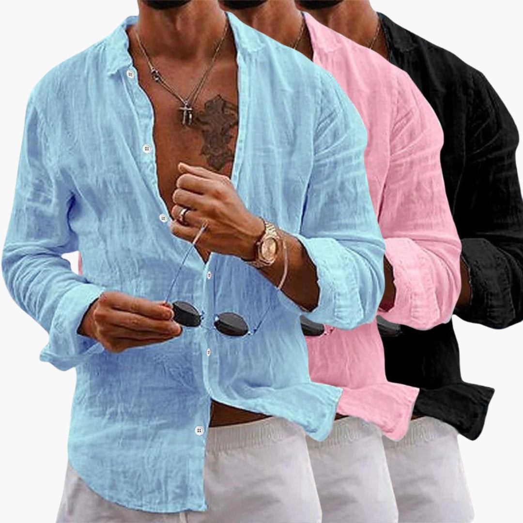 Men's shirt with collar and plain surface