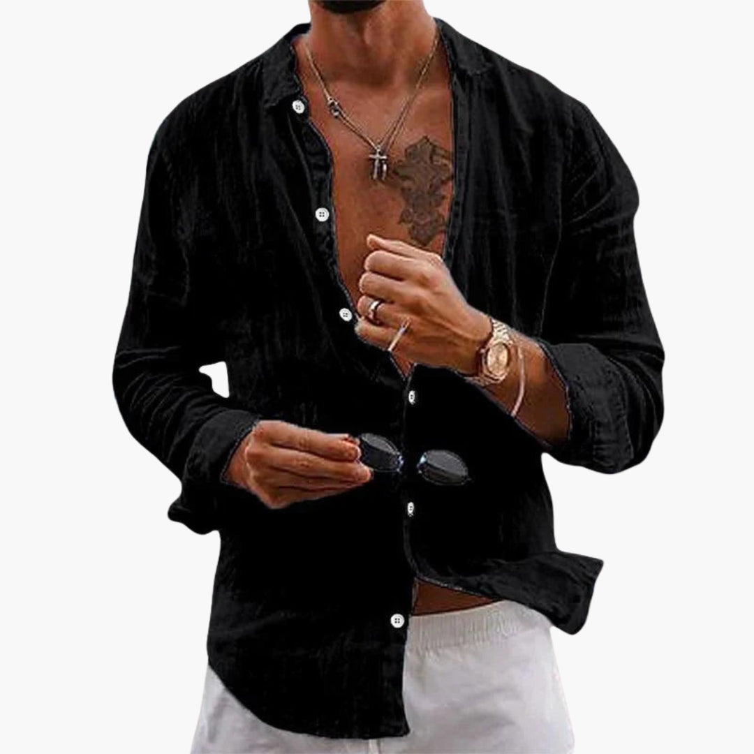 Men's shirt with collar and plain surface