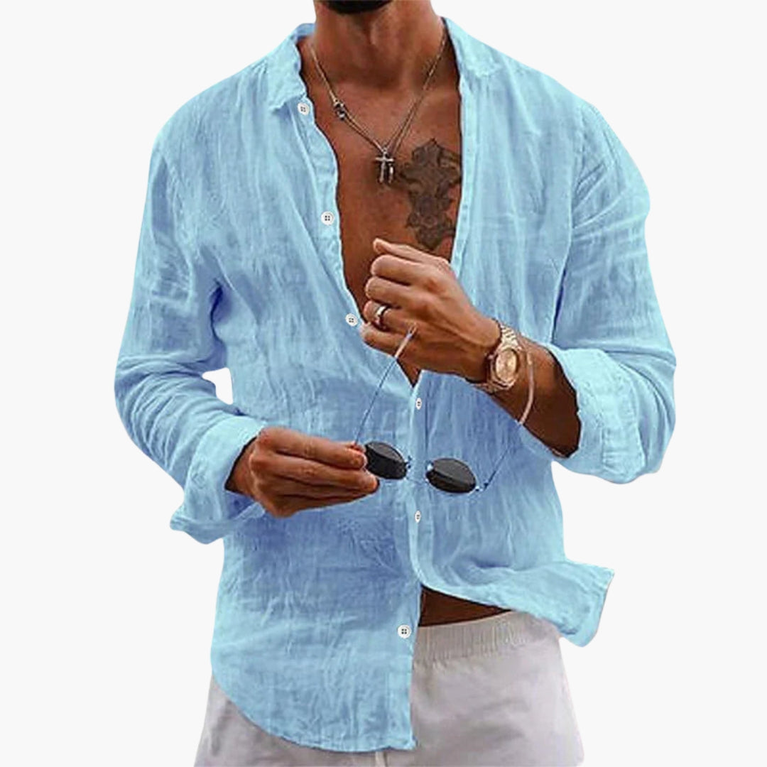 Men's shirt with collar and plain surface