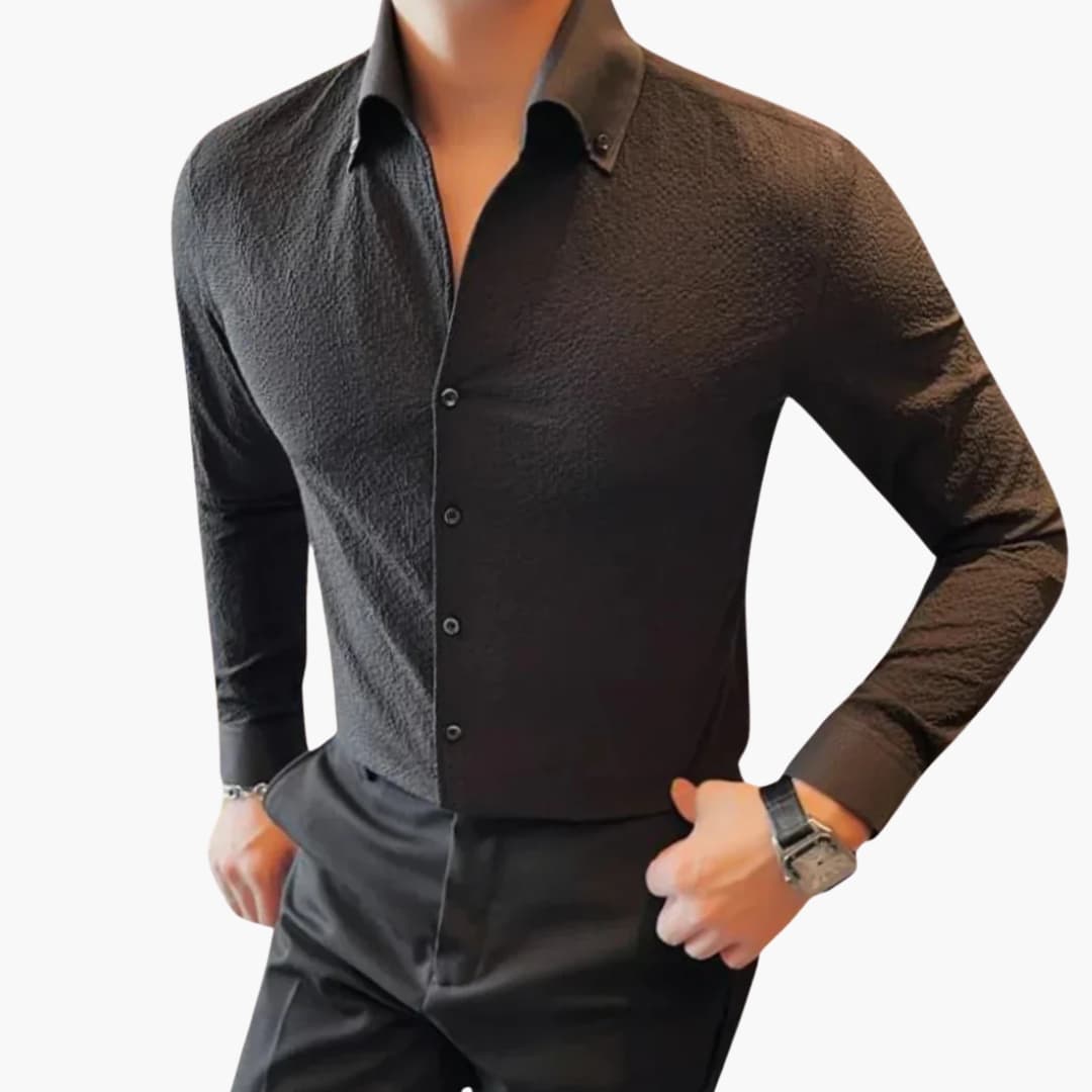 Chemise homme classique avec col Kent et manches longues