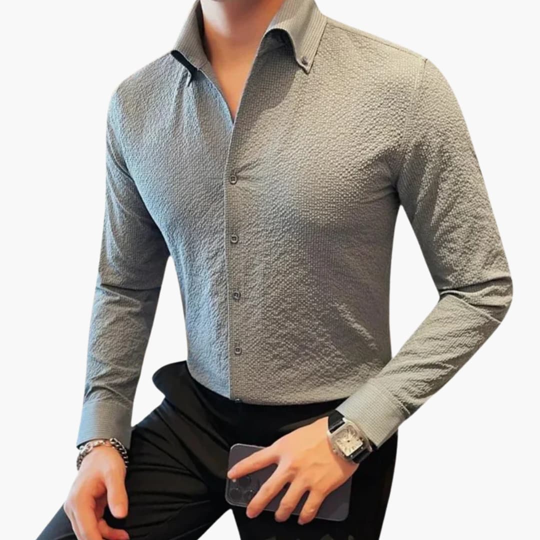 Chemise homme classique avec col Kent et manches longues