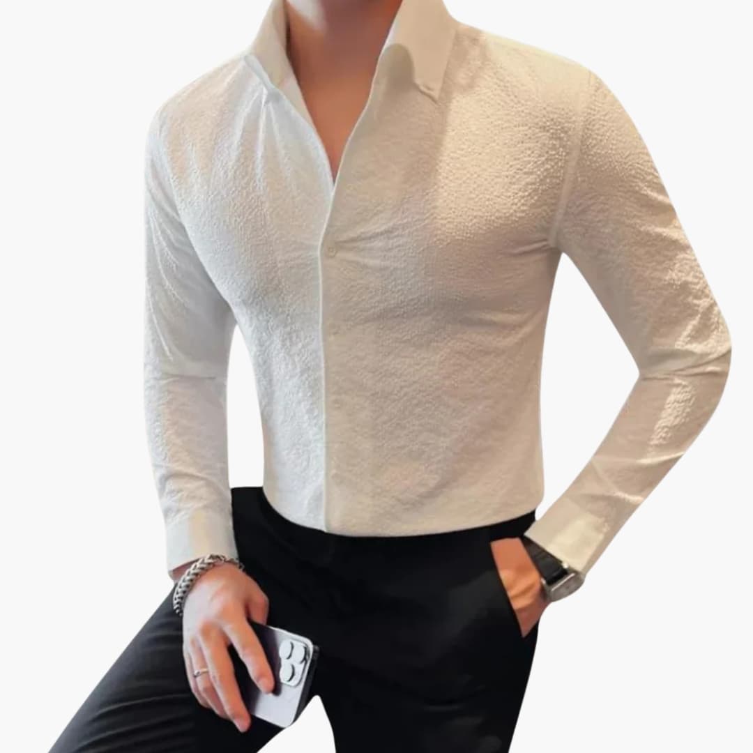 Chemise homme classique avec col Kent et manches longues