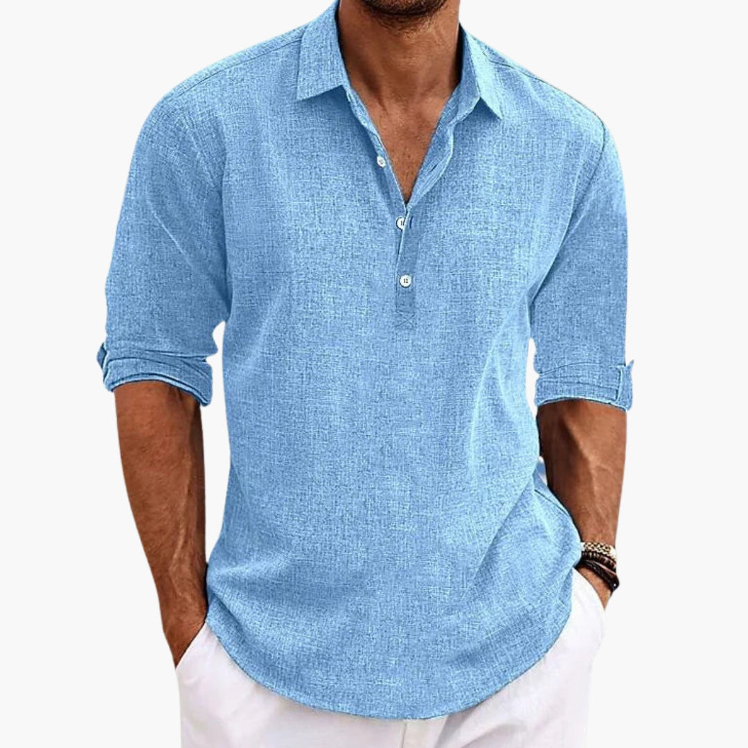 Camicia uomo taglio dritto con colletto e patta di bottoni