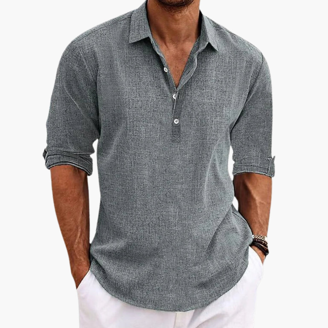Camicia uomo taglio dritto con colletto e patta di bottoni