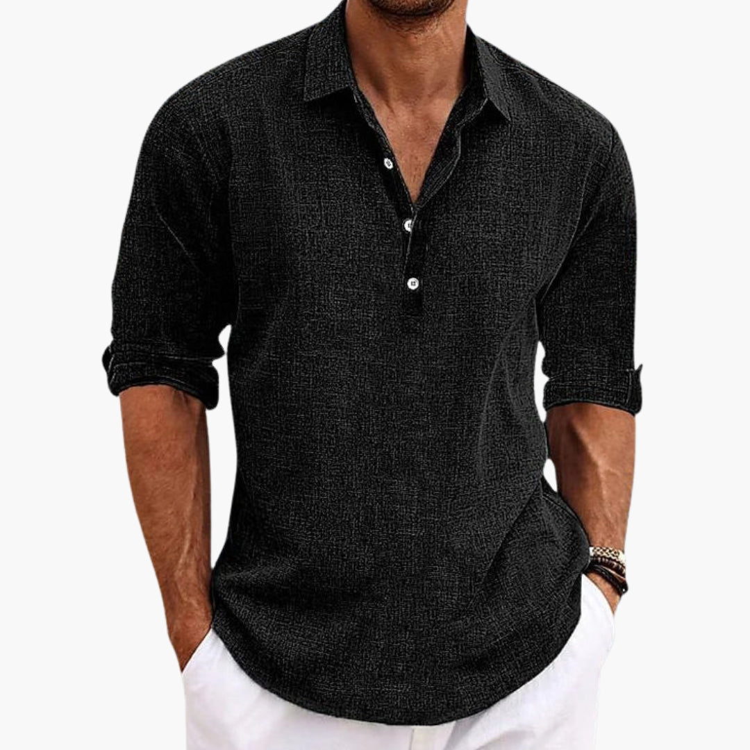 Camicia uomo taglio dritto con colletto e patta di bottoni