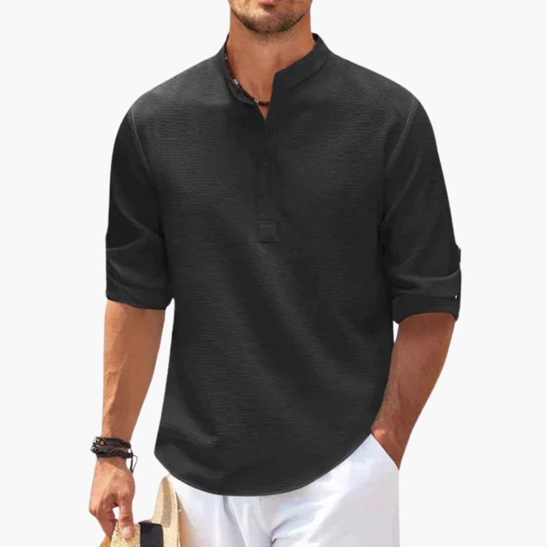 Camicia uomo taglio dritto con collo alla coreana
