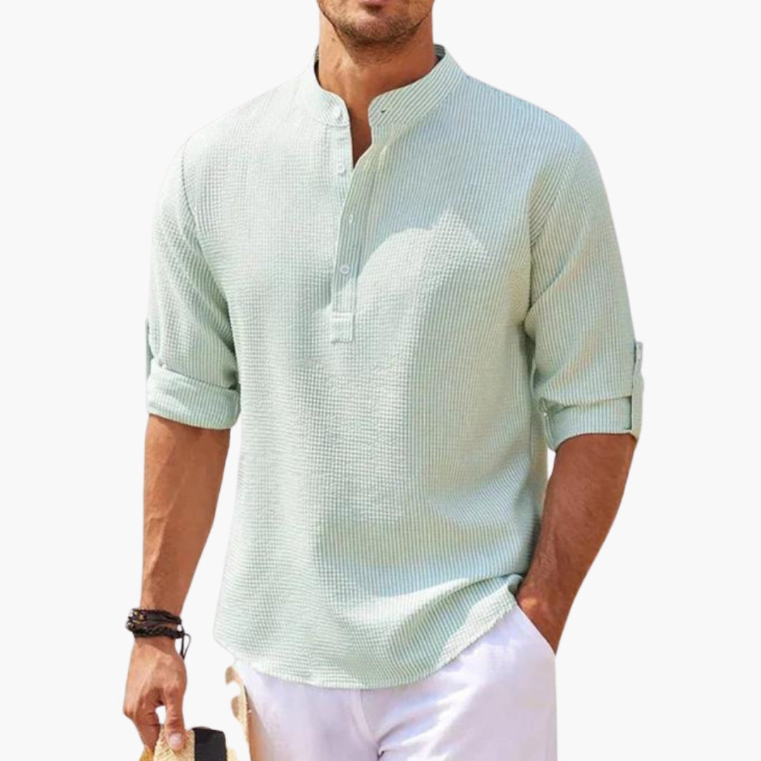 Camicia uomo taglio dritto con collo alla coreana