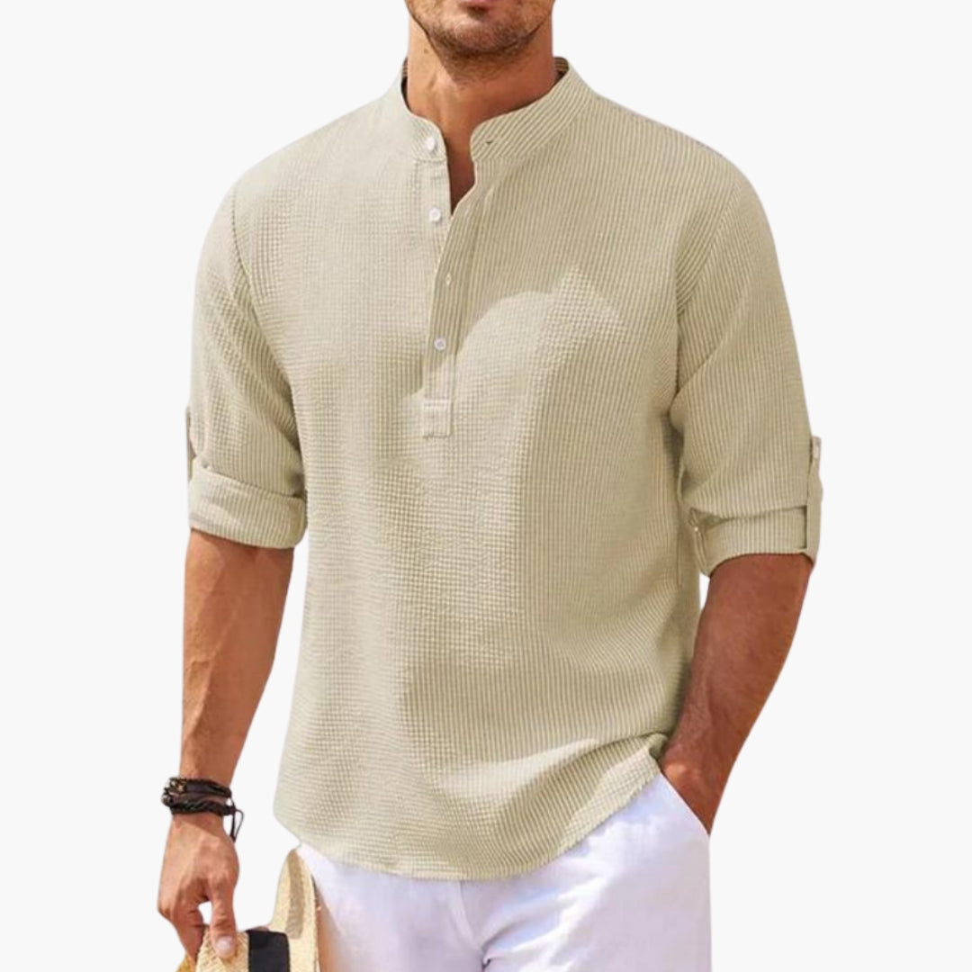 Camicia uomo taglio dritto con collo alla coreana