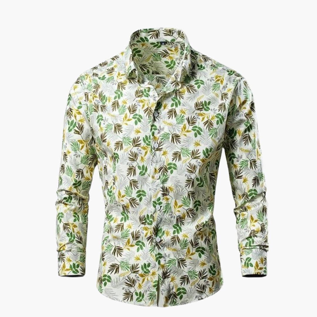 Chemise homme manches longues à motif floral