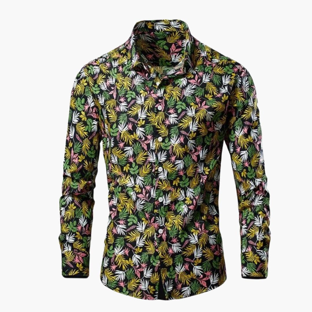Chemise homme manches longues à motif floral