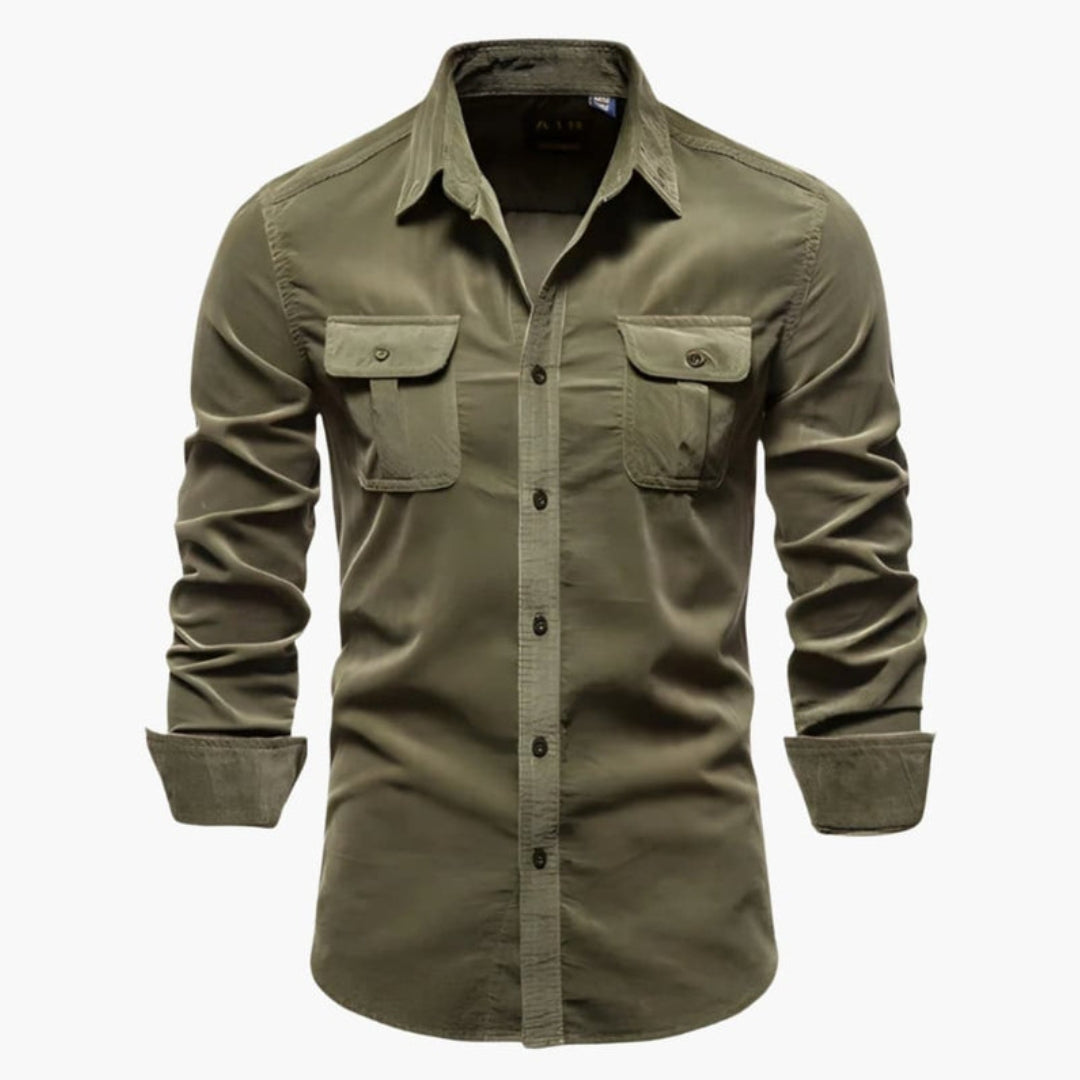 Camicia uomo maniche lunghe con tasche sul petto