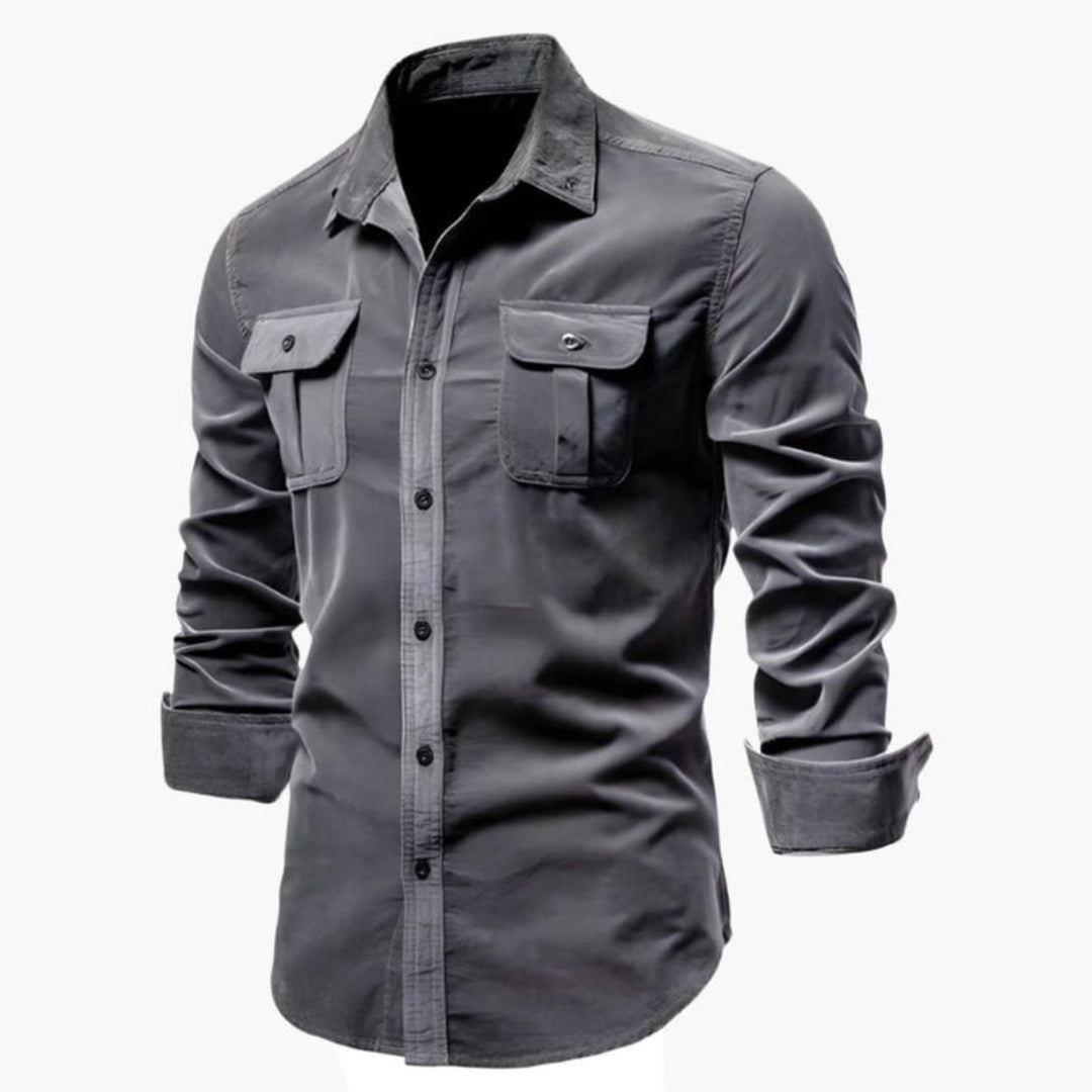 Camicia uomo maniche lunghe con tasche sul petto