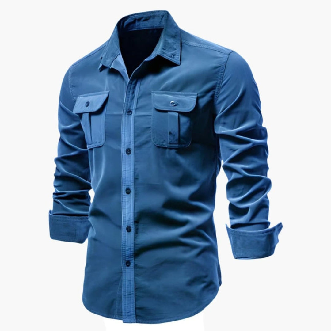 Camicia uomo maniche lunghe con tasche sul petto