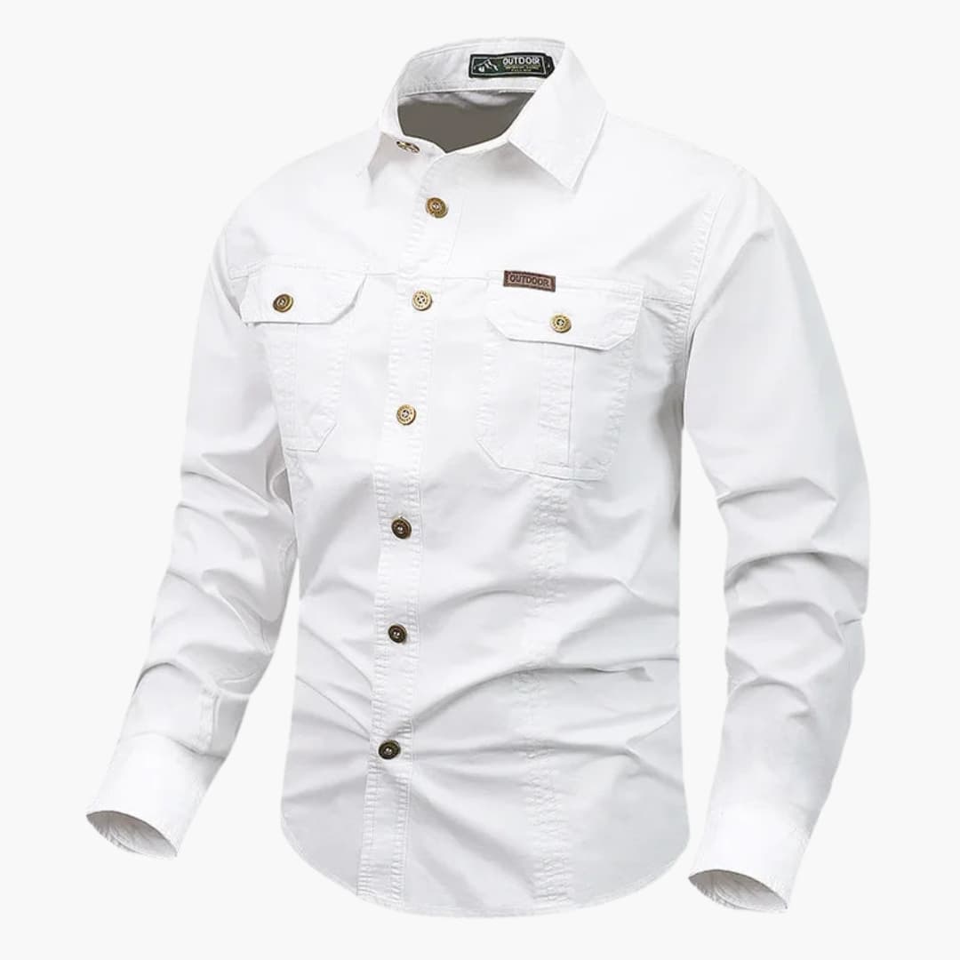 Chemise homme manches longues classique avec fermeture à boutons