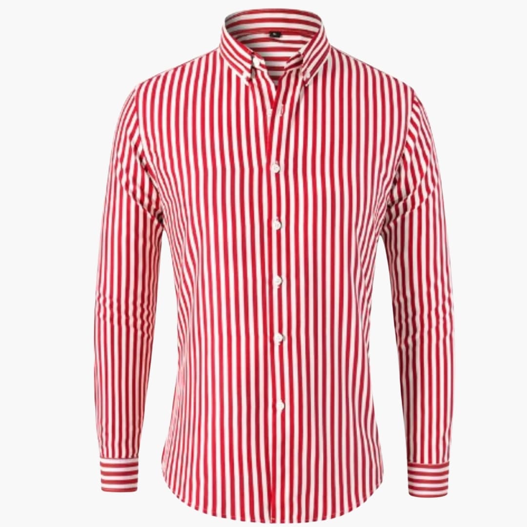 Chemise homme rayée à col boutonné