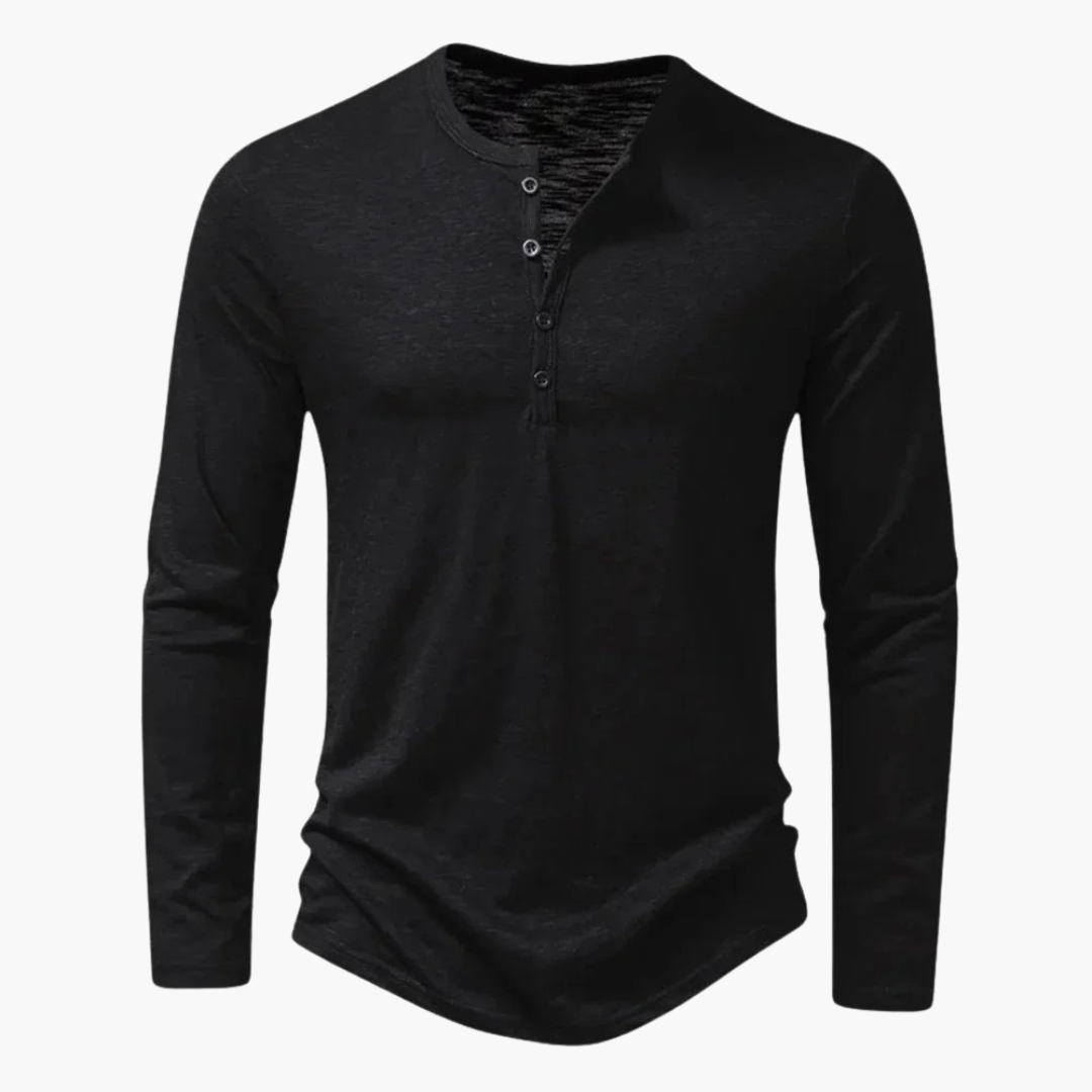 Chemise pour homme à col rond et patte de boutonnage