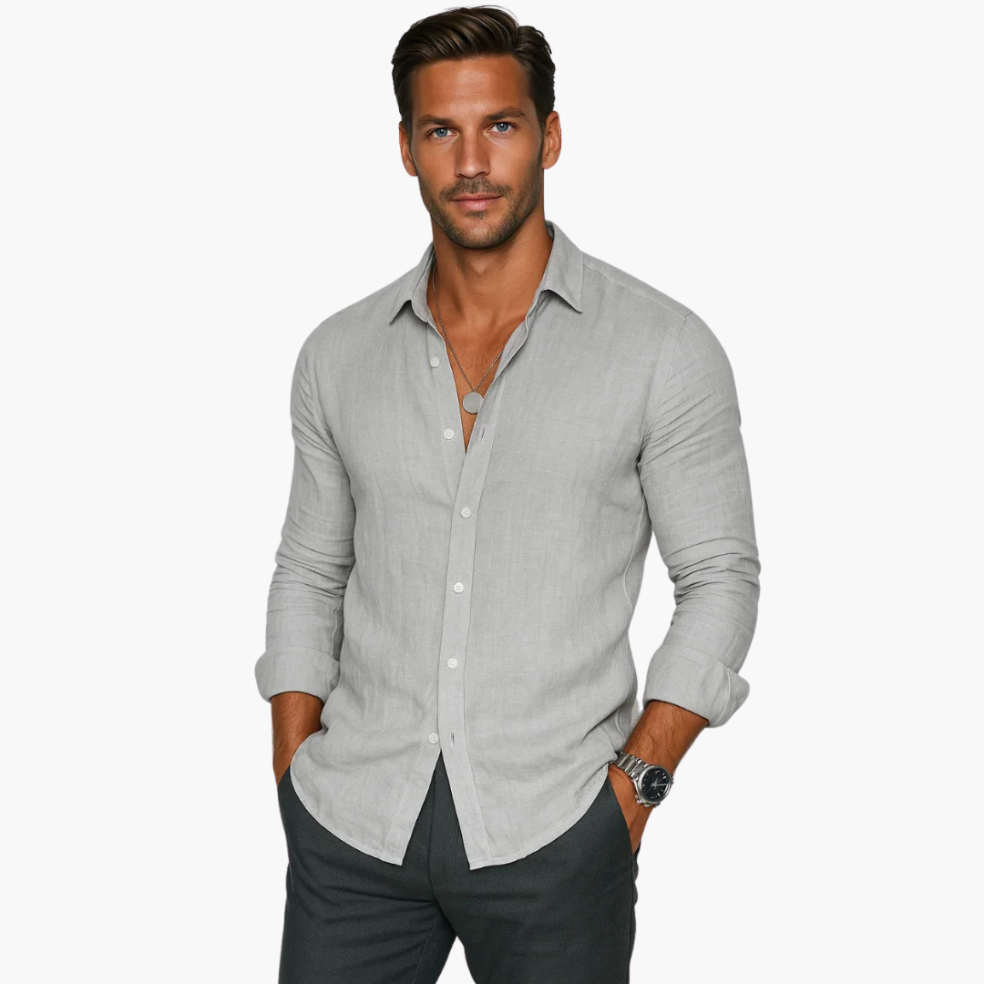Chemise pour homme avec fermeture à boutons et col classique