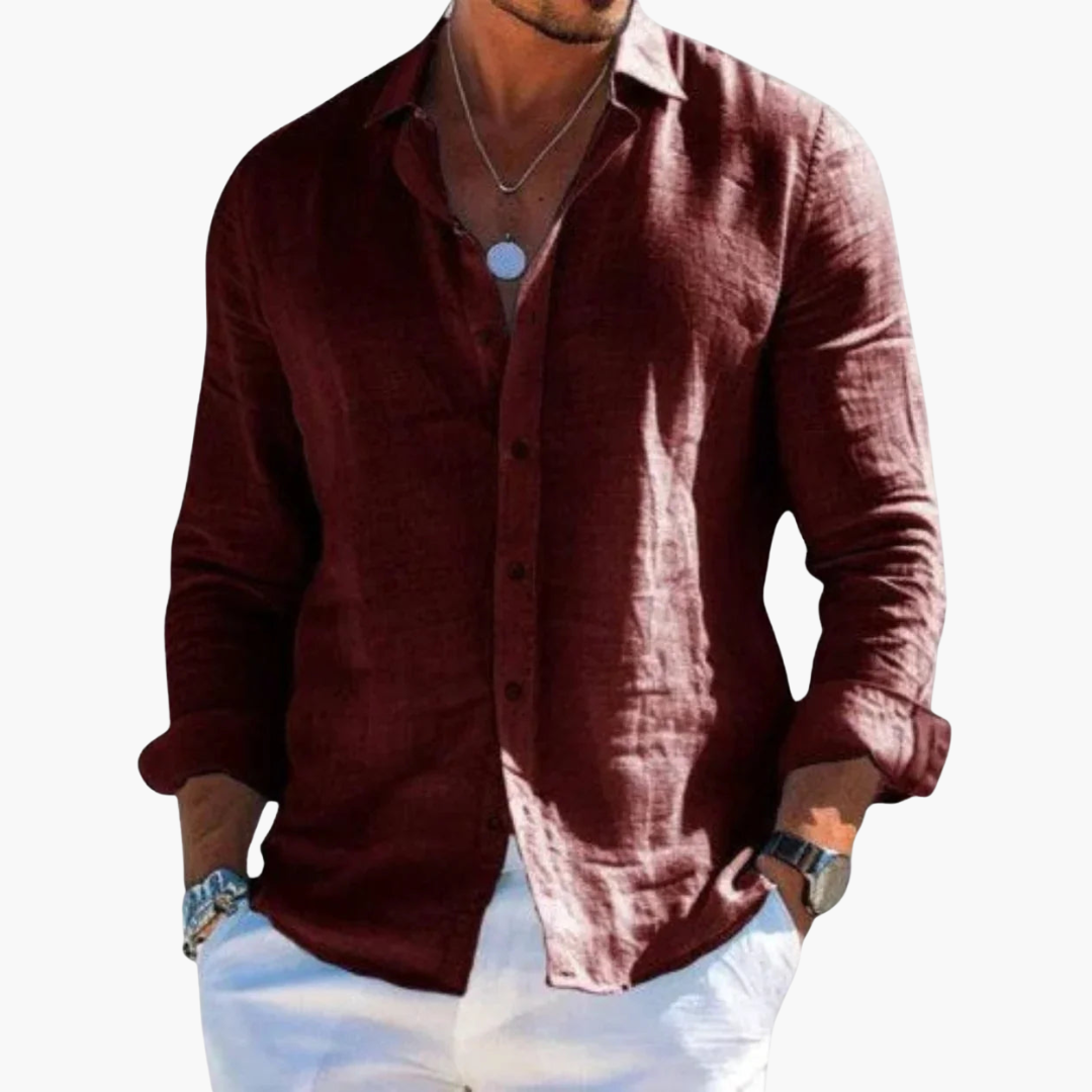 Chemise pour homme avec fermeture à boutons et col classique